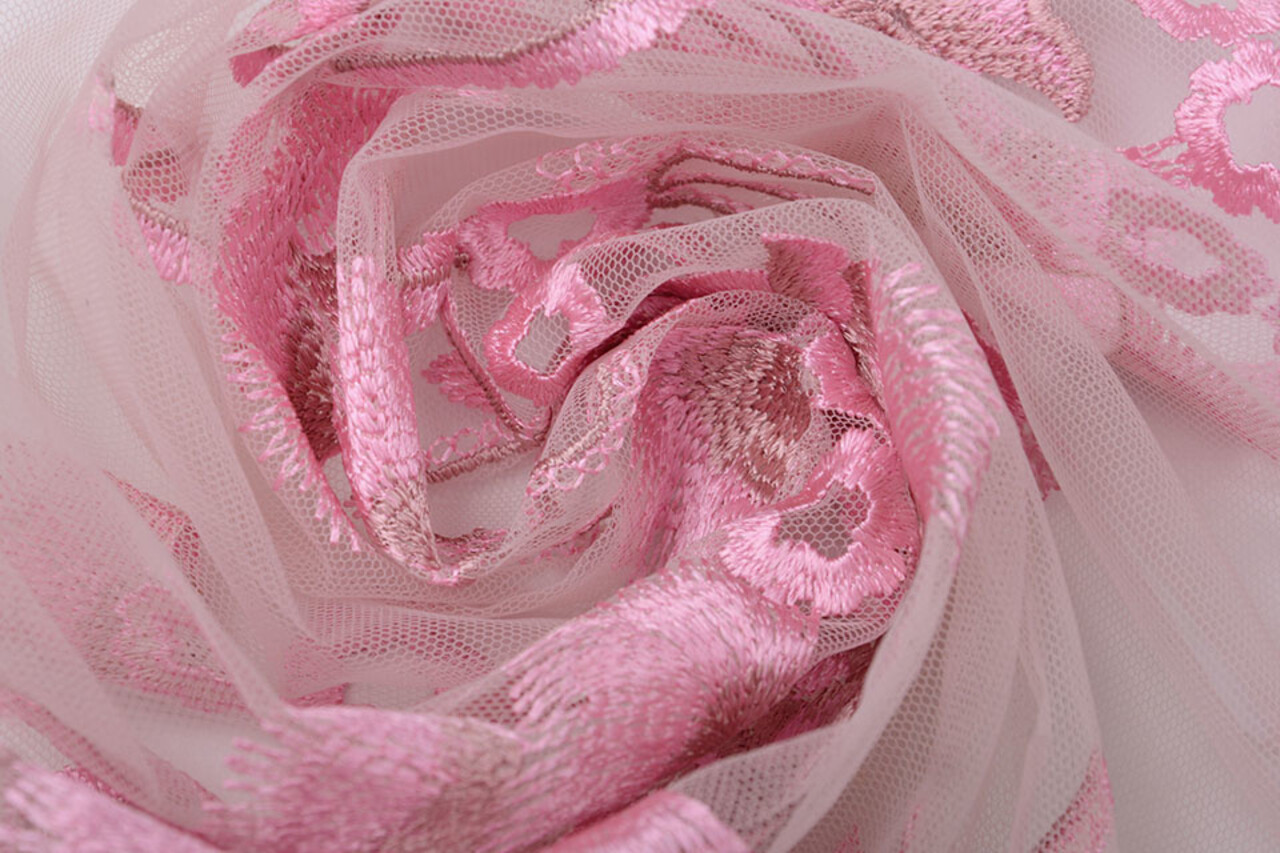 Mesh Geborduurd Kipas Roze Mesh Geborduurd Kipas Roze