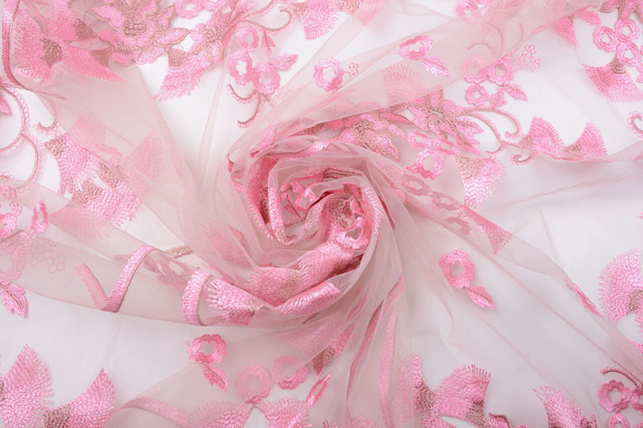 Mesh Geborduurd Kipas Roze Mesh Geborduurd Kipas Roze