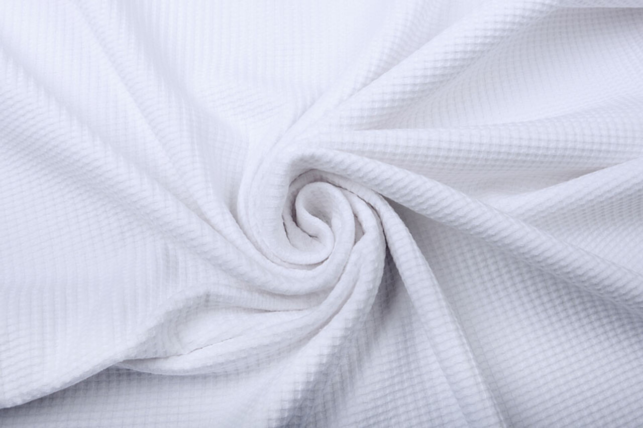 Oeko-Tex® Baby Jersey Waffle Pique Fabric White Oeko-Tex® Baby Jersey Waffle Pique Fabric White
