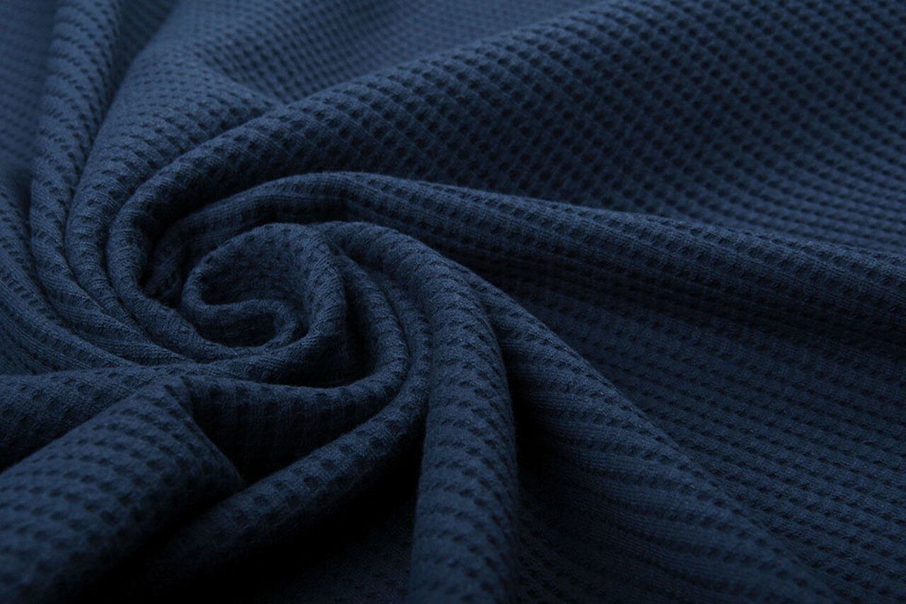 Oeko-Tex®  Baby Jersey Waffelpiqué Baumwolle Marine Blau