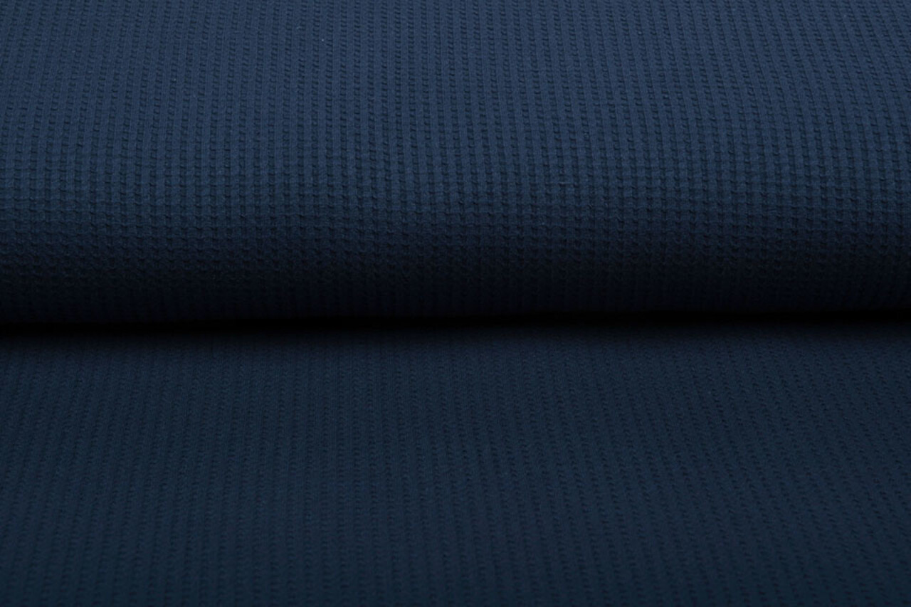 Oeko-Tex®  Baby Jersey Waffelpiqué Baumwolle Marine Blau