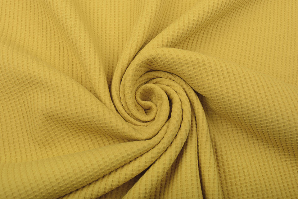 Oeko-Tex®  Baby Jersey Waffle Pique Fabric Ocher Yellow