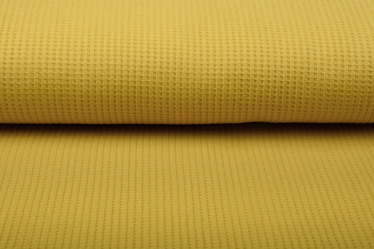 Oeko-Tex®  Baby Jersey Waffelpiqué Baumwolle Ocker Gelb