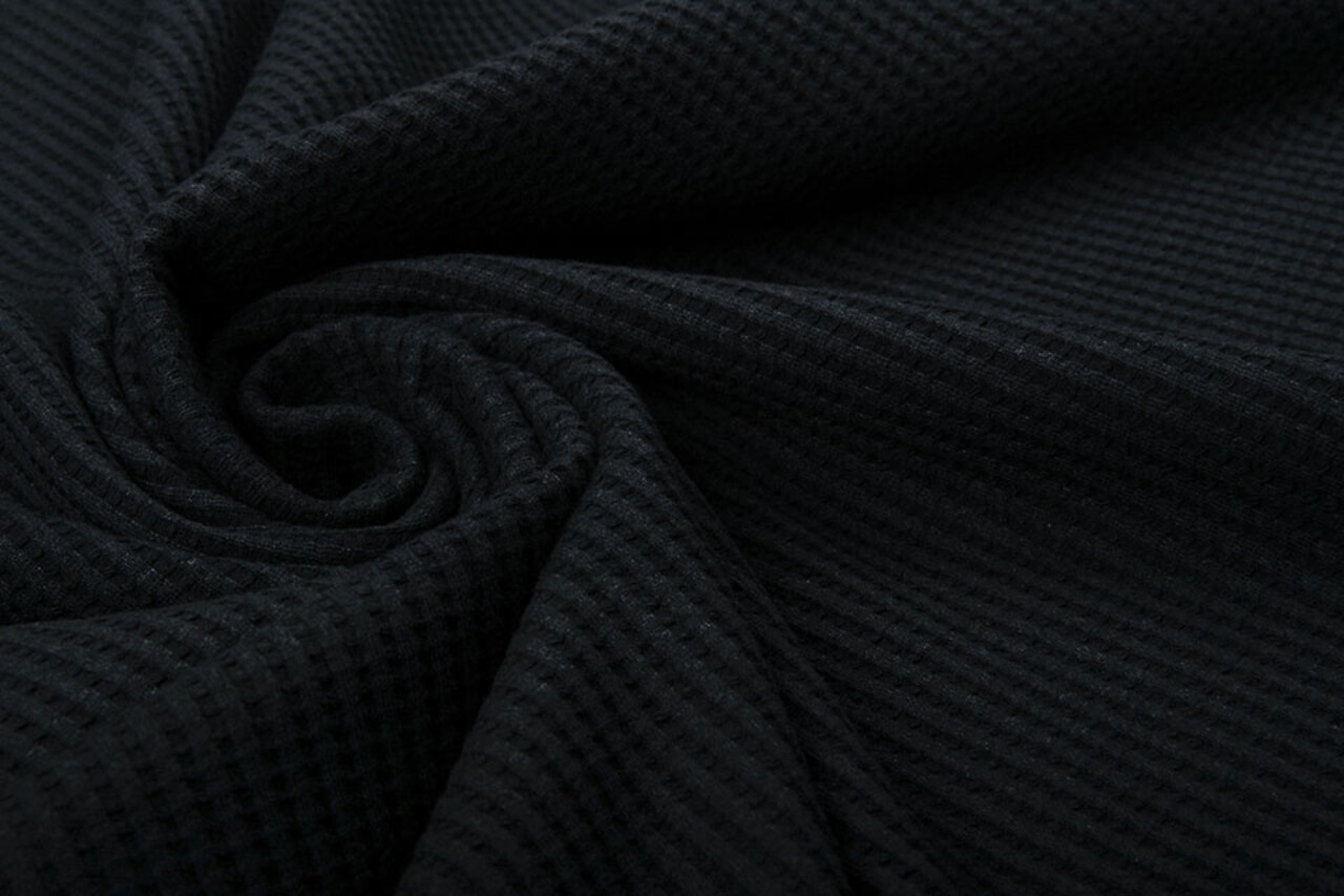 Oeko-Tex®  Baby Jersey Waffelpiqué Baumwolle Schwarz Oeko-Tex®  Baby Jersey Waffelpiqué Baumwolle Schwarz