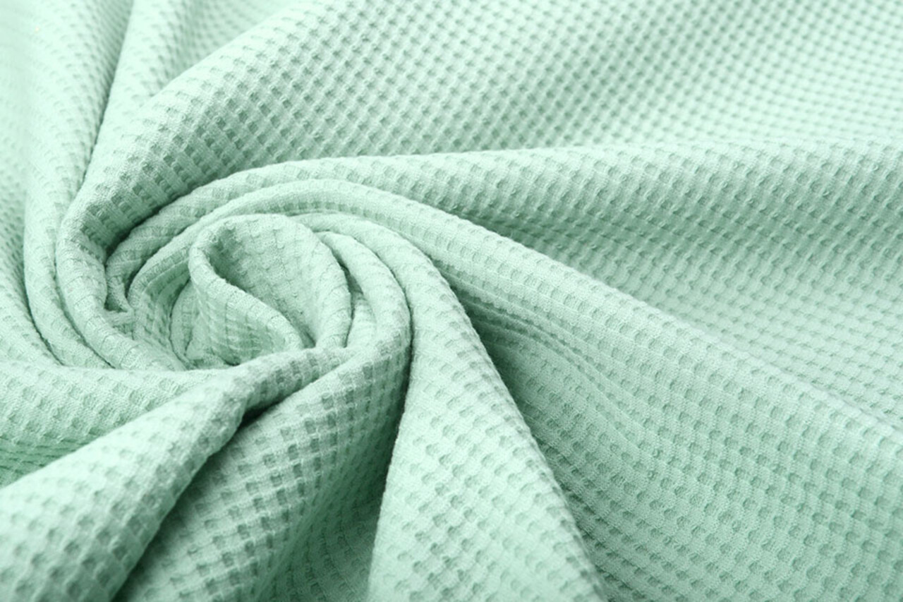 Oeko-Tex®  Baby Jersey Waffle Pique Fabric Light Old Green Oeko-Tex®  Baby Jersey Waffle Pique Fabric Light Old Green
