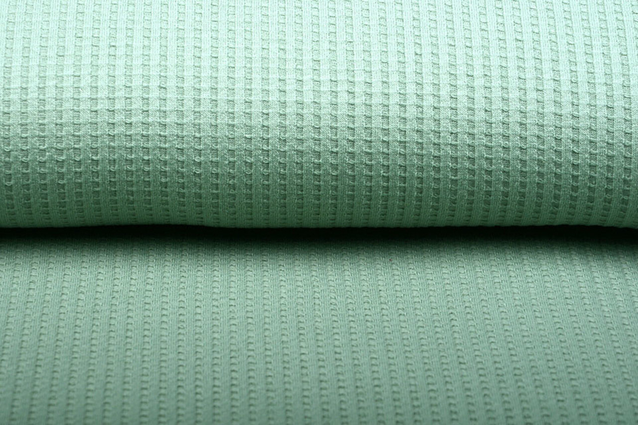 Oeko-Tex®  Baby Jersey Waffle Pique Fabric Old Green Oeko-Tex®  Baby Jersey Waffle Pique Fabric Old Green