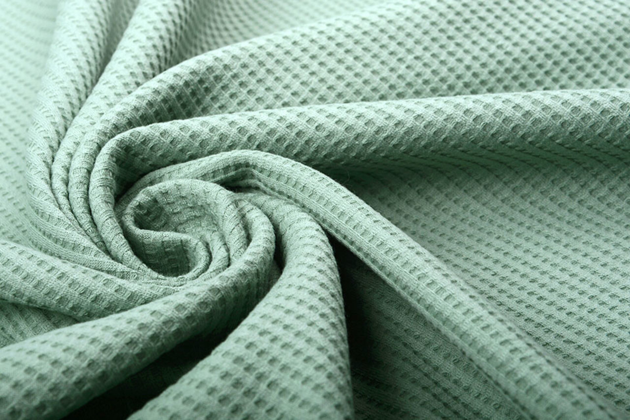 Oeko-Tex®  Baby Jersey Waffle Pique Fabric Old Green Oeko-Tex®  Baby Jersey Waffle Pique Fabric Old Green