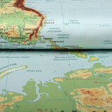Digital Panel Stretch Cotton World Map Old Green Digital Panel Stretch Cotton World Map Old Green