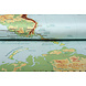 Digitale Paneel Stretch Cotone Wereldkaart Verde Antico