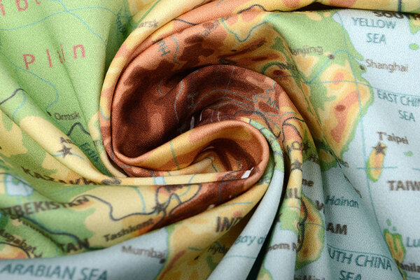 Digital Panel Stretch Cotton World Map Old Green Digital Panel Stretch Cotton World Map Old Green