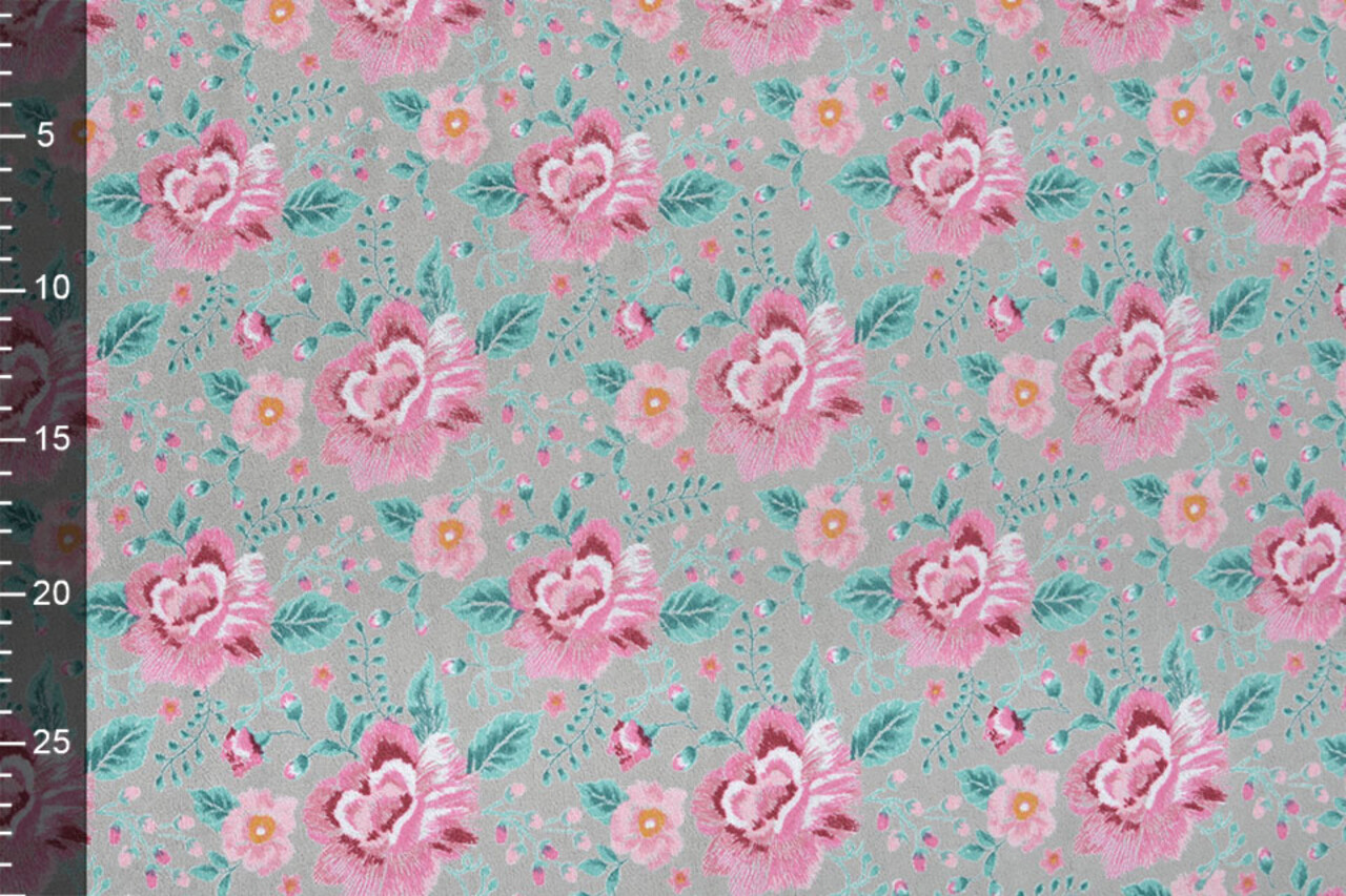 Nicky Velours Bloemen Grijs Nicky Velours Bloemen Grijs