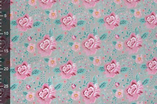 Nicky Velours Bloemen Grijs Nicky Velours Bloemen Grijs