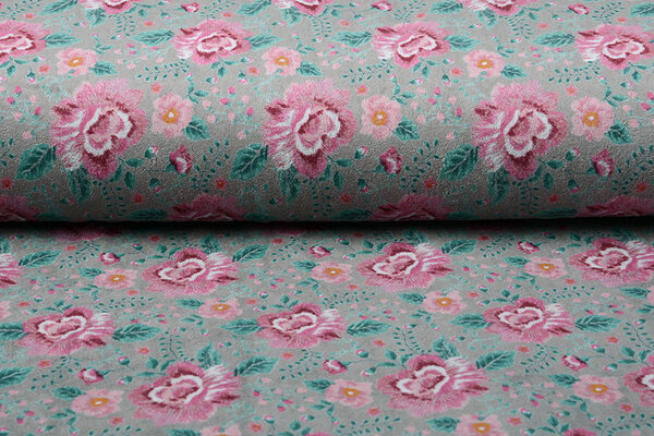 Nicky Velours Flowers Grey