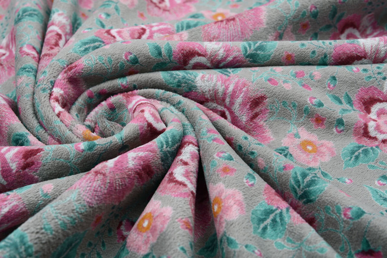Nicky Velours Flowers Grey