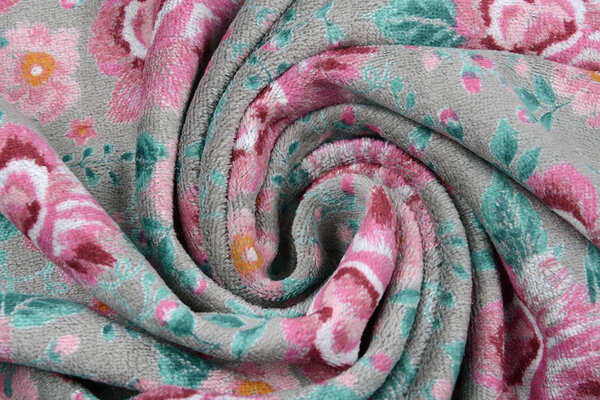 Nicki Velours Fleurs Gris