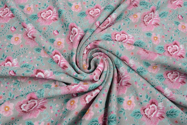 Nicky Velours Bloemen Grijs Nicky Velours Bloemen Grijs