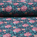 Nicky Velours Bloemen Marine Blauw Nicky Velours Bloemen Marine Blauw