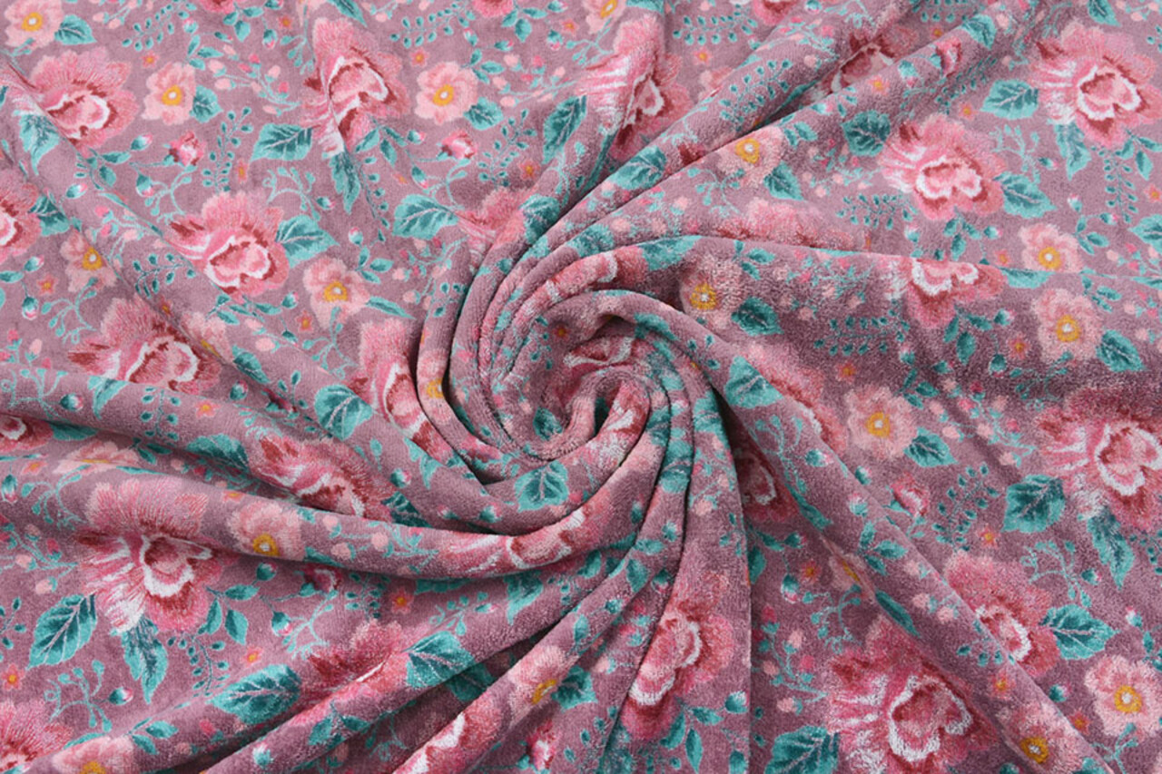 Nicki Samt Blumen Dunkel Altrosa Nicki Samt Blumen Dunkel Altrosa