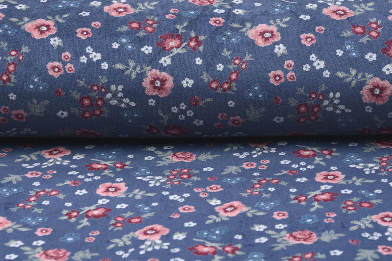 Nicky Velours Kleine Bloemen Donker Lila Nicky Velours Kleine Bloemen Donker Lila