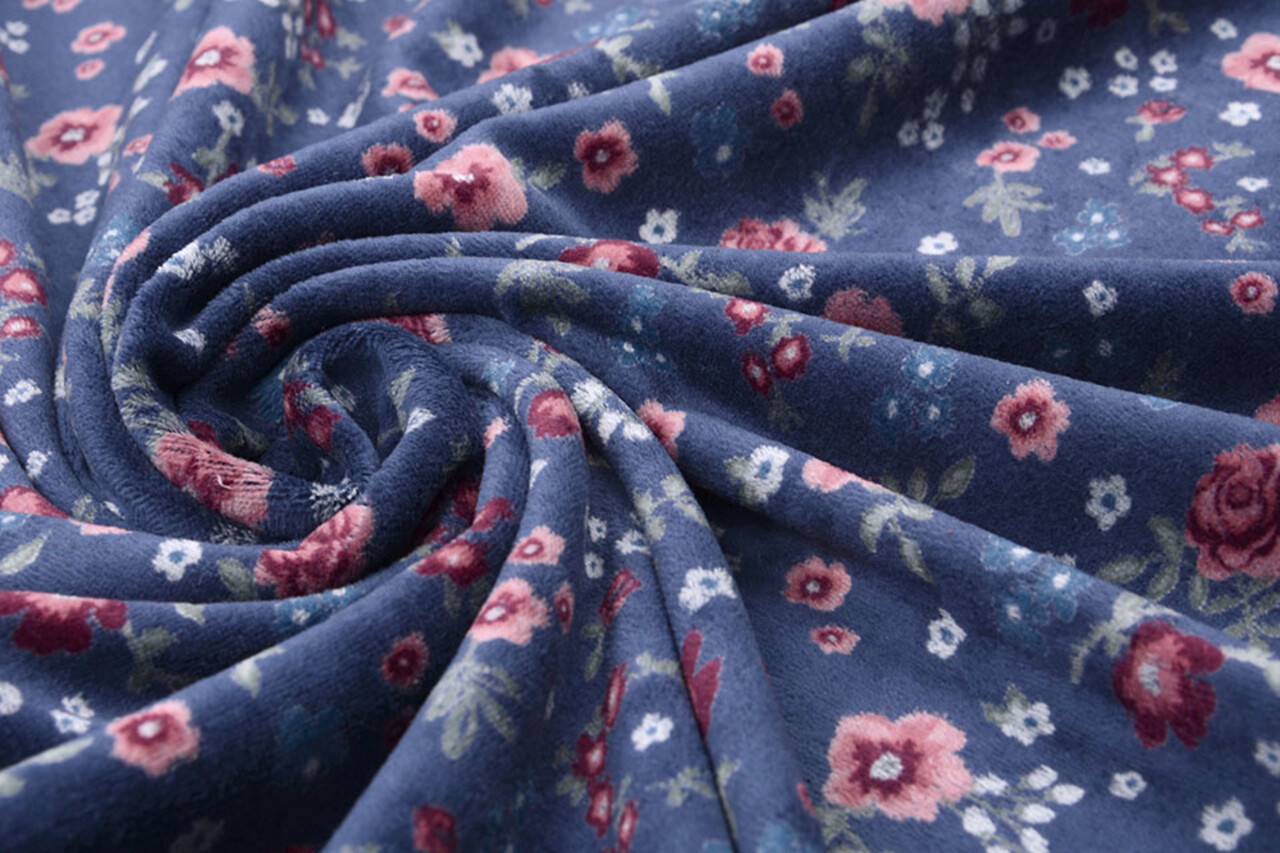 Nicky Velours Kleine Bloemen Donker Lila Nicky Velours Kleine Bloemen Donker Lila