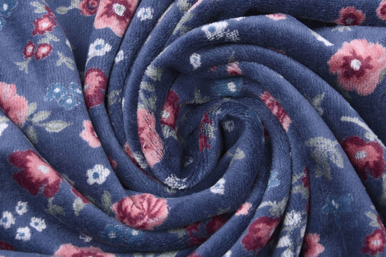 Nicky Velours Kleine Bloemen Donker Lila Nicky Velours Kleine Bloemen Donker Lila