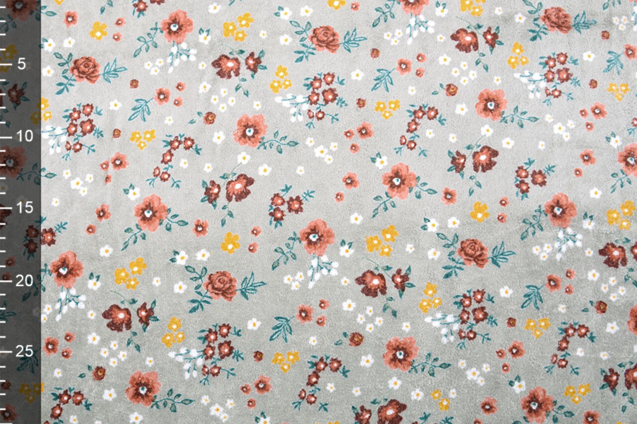 Nicky Velours Kleine Bloemen Grijs Nicky Velours Kleine Bloemen Grijs