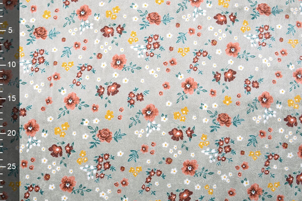 Nicky Velours Kleine Bloemen Grijs Nicky Velours Kleine Bloemen Grijs
