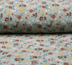 Nicki Samt Kleine Blumen Grau Nicki Samt Kleine Blumen Grau