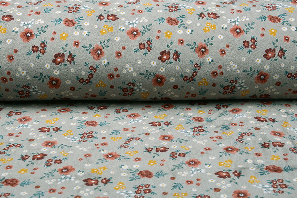 Nicky Velours Kleine Bloemen Grijs Nicky Velours Kleine Bloemen Grijs