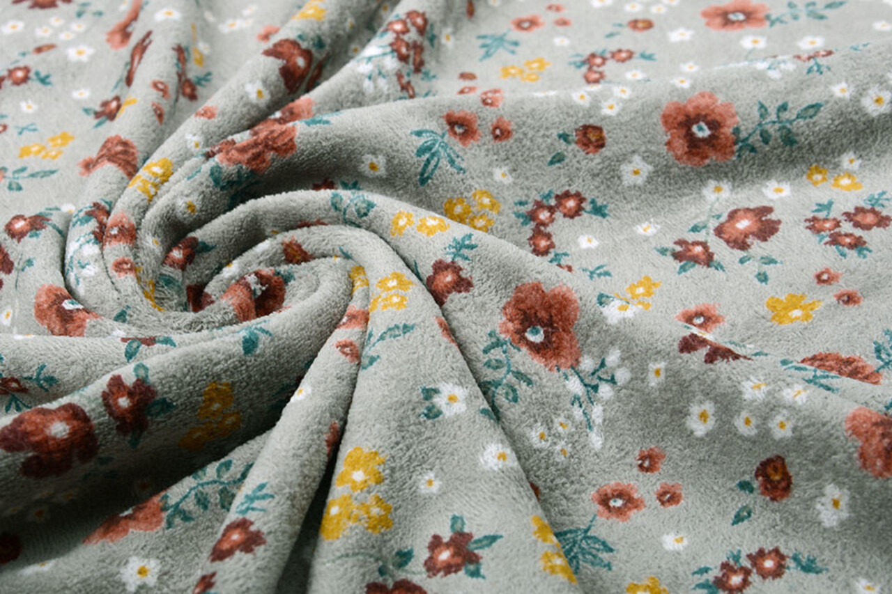 Nicky Velours Kleine Bloemen Grijs Nicky Velours Kleine Bloemen Grijs