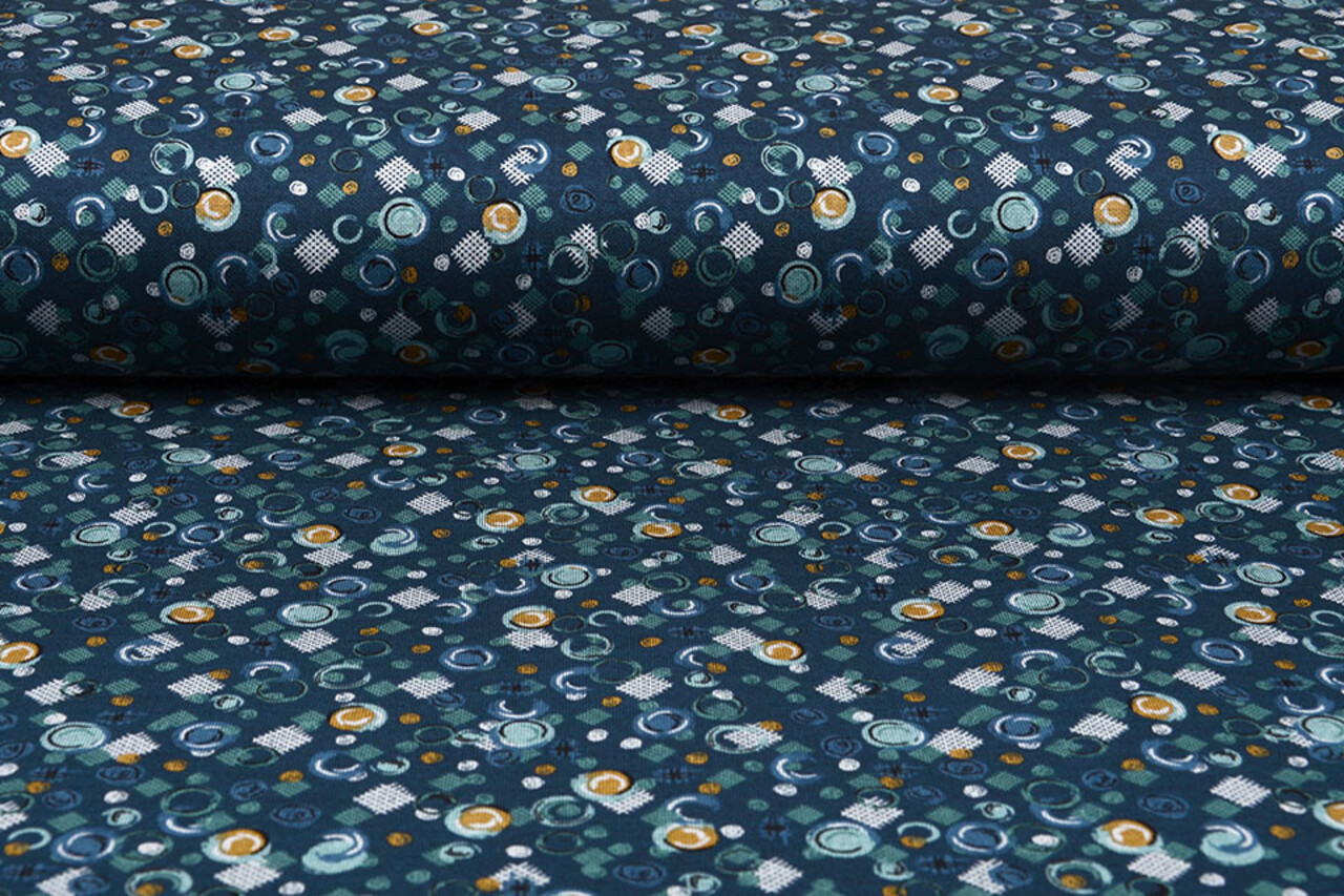 Viscose Punta Di Roma Circlio Navy Blue