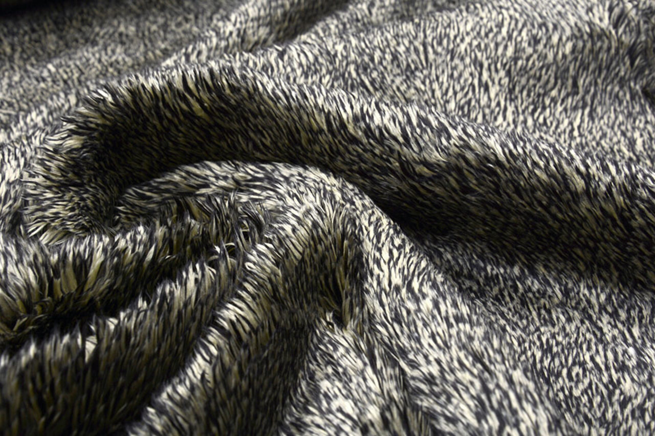 Fellimitat Melange Schwarz Beige