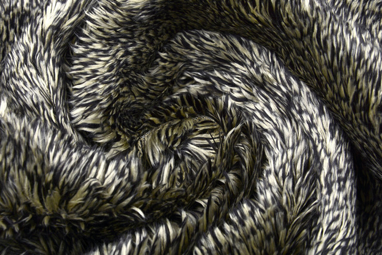 Fellimitat Melange Schwarz Beige