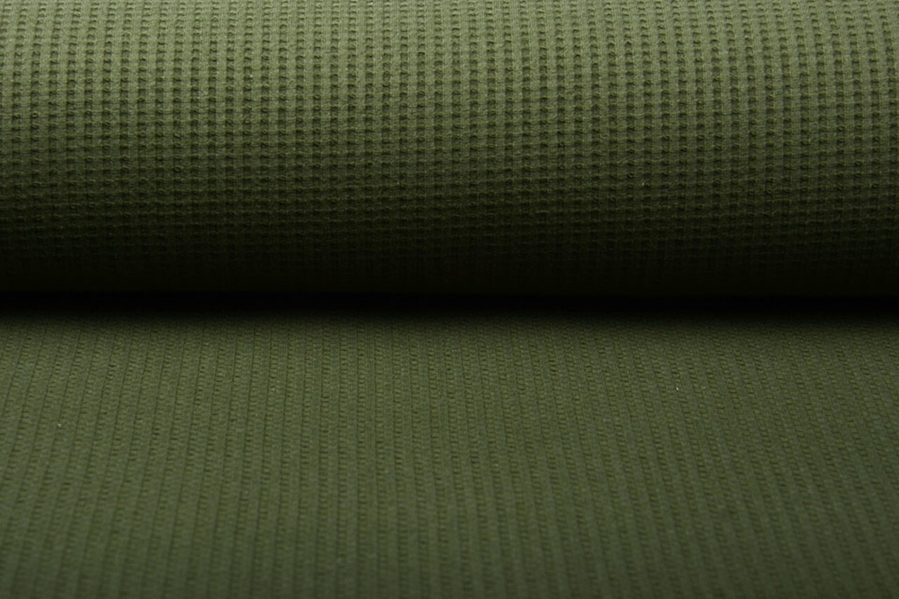 Oeko-Tex®  Baby Jersey Waffelpiqué Baumwolle Armeegrün