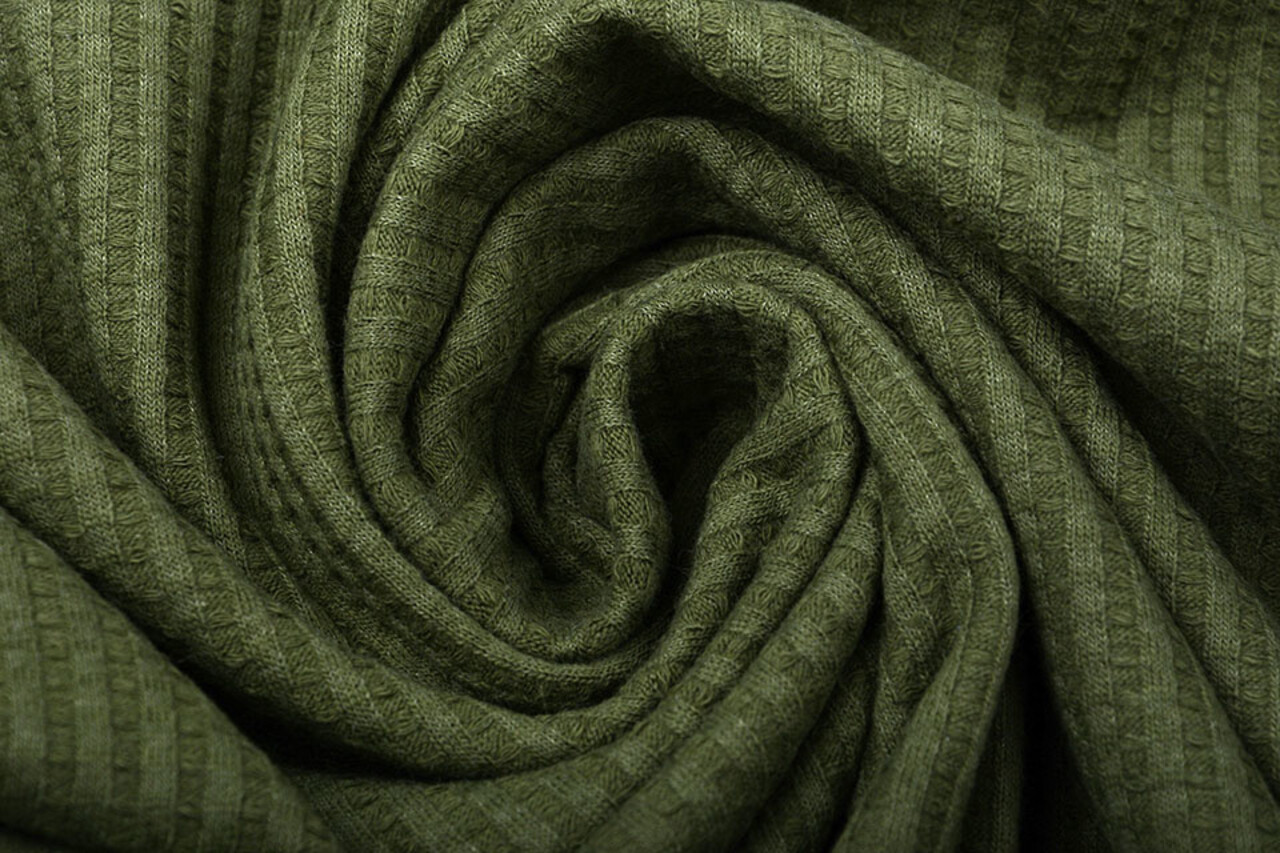 Oeko-Tex®  Baby Jersey Waffle Pique Fabric Army Green