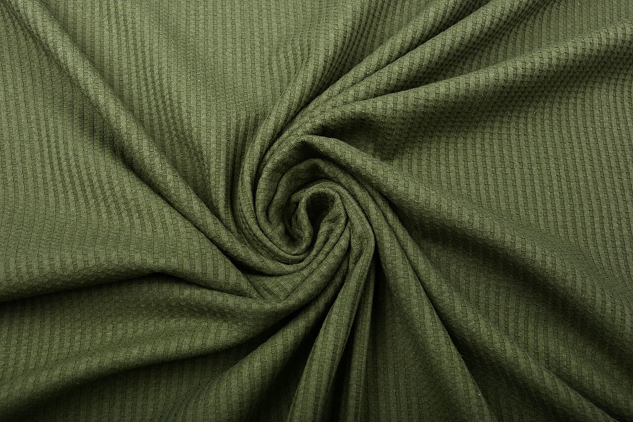 Oeko-Tex®  Baby Jersey Waffle Pique Fabric Army Green