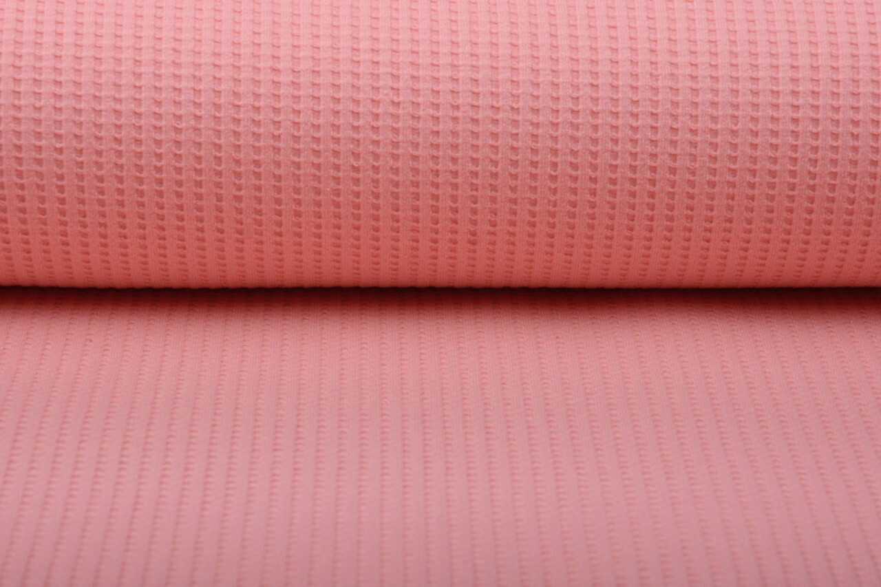 Oeko-Tex®  Baby Jersey Waffle Pique Fabric Coral Oeko-Tex®  Baby Jersey Waffle Pique Fabric Coral