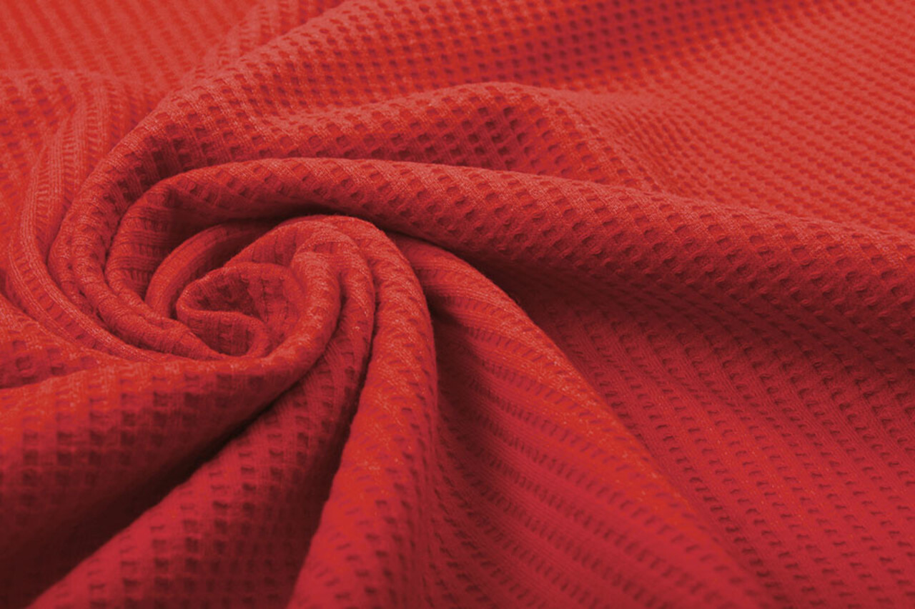 Oeko-Tex®  Baby Jersey Waffle Pique Fabric Red