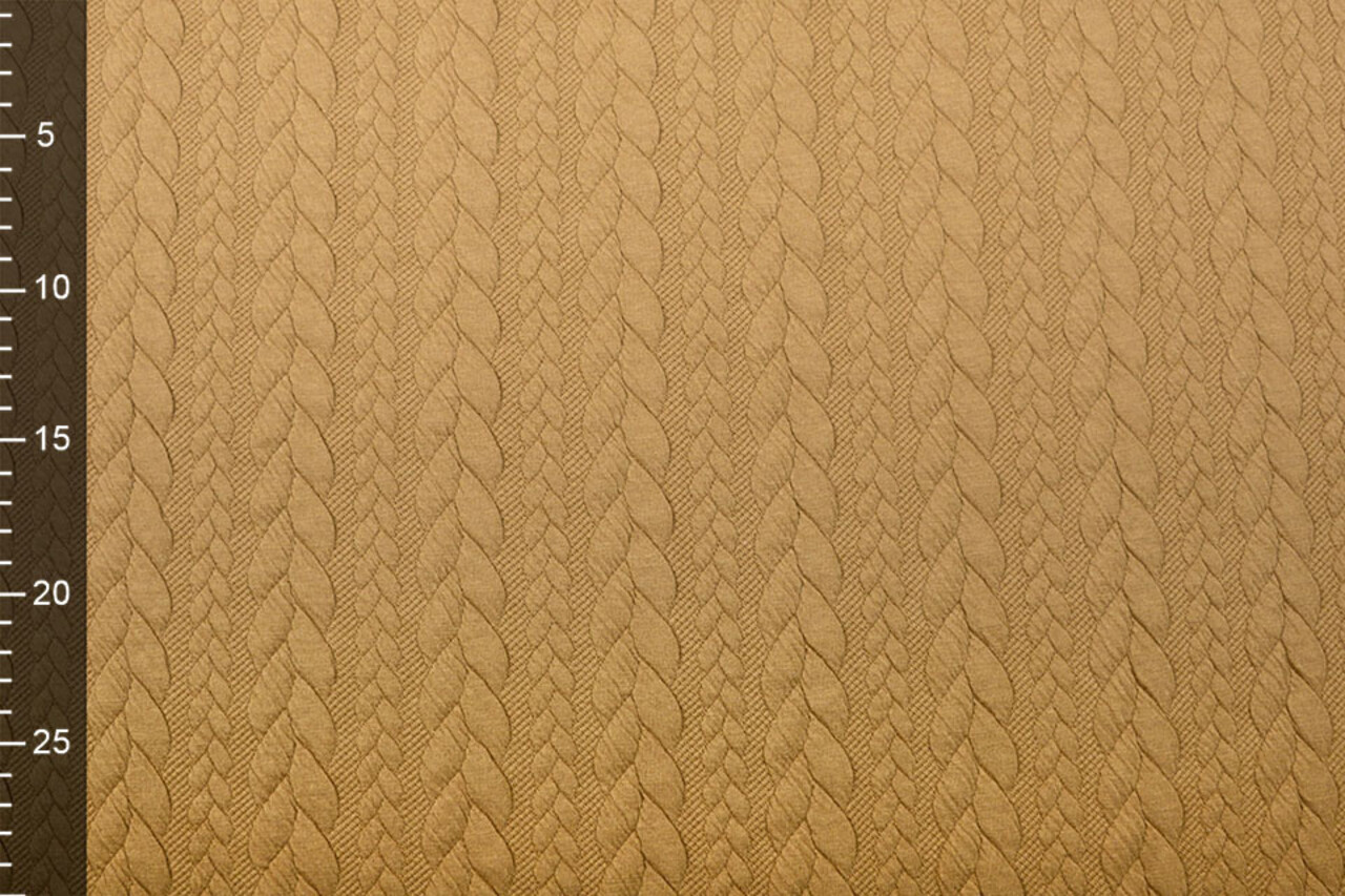Knitted Cable Fabric Tricot Mocha Brown Knitted Cable Fabric Tricot Mocha Brown