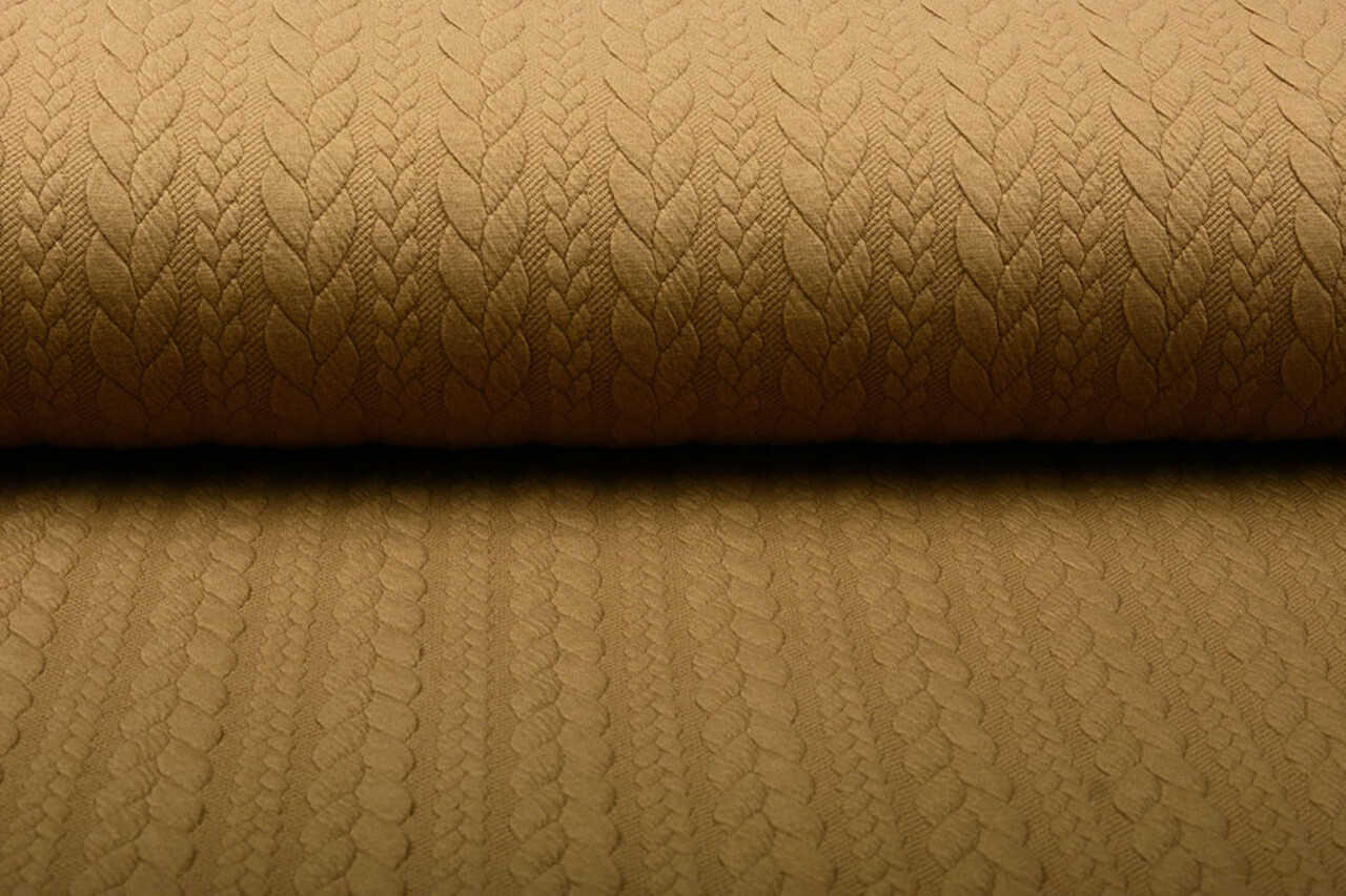 Gebreide Kabel Stof Tricot Mokka Bruin