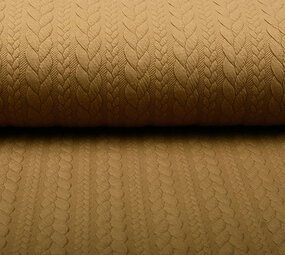 Tricoté Torsade Tissu Jersey Marron Moka Tricoté Torsade Tissu Jersey Marron Moka