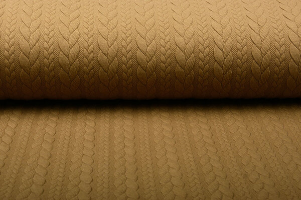 Gebreide Kabel Stof Tricot Mokka Bruin