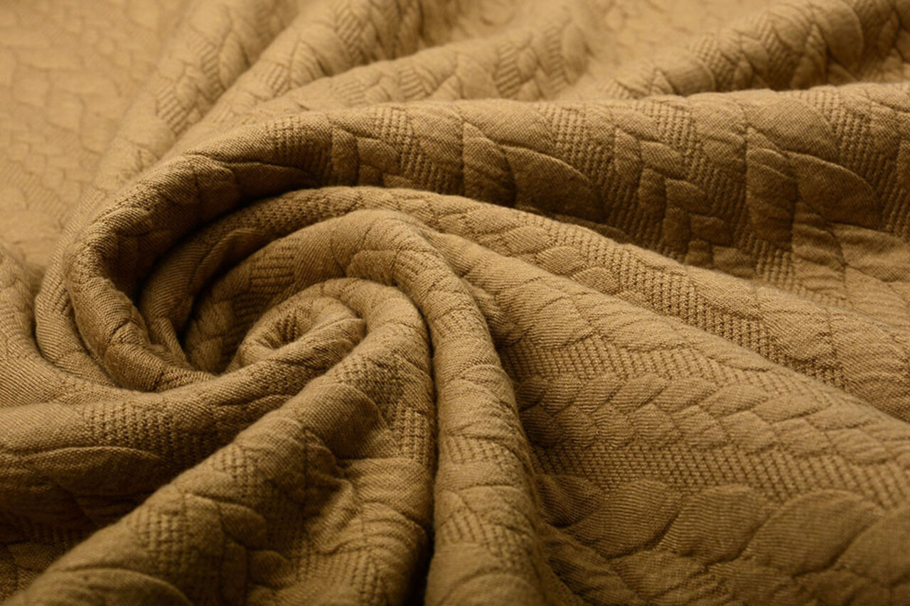 Knitted Cable Fabric Tricot Mocha Brown Knitted Cable Fabric Tricot Mocha Brown