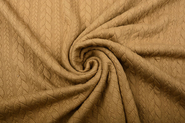 Tricoté Torsade Tissu Jersey Marron Moka Tricoté Torsade Tissu Jersey Marron Moka