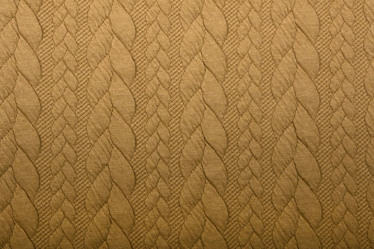 Tricoté Torsade Tissu Jersey Marron Moka Tricoté Torsade Tissu Jersey Marron Moka
