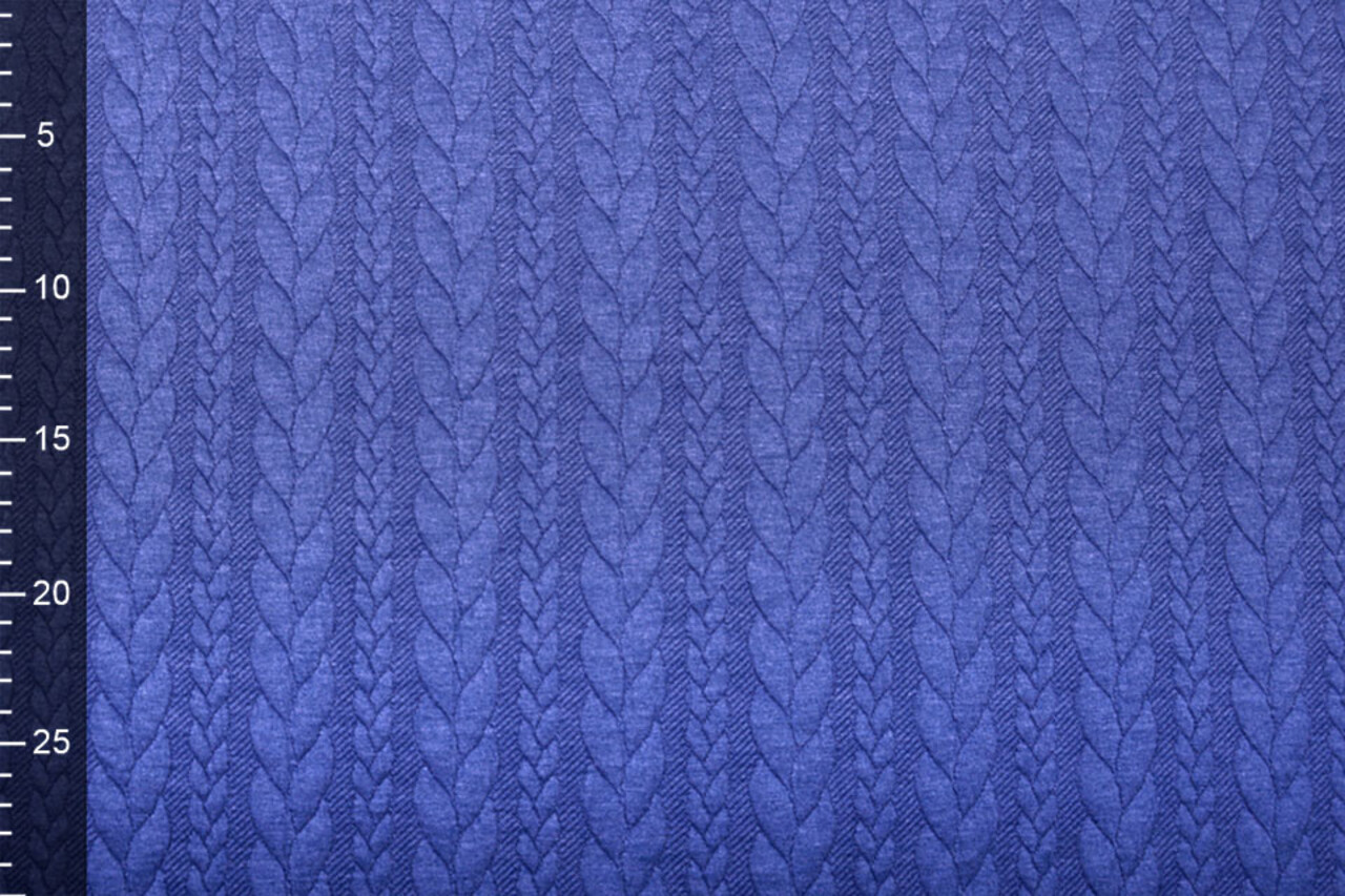 Tricoté Torsade Tissu Jersey Bleu Cobalt Melange Tricoté Torsade Tissu Jersey Bleu Cobalt Melange