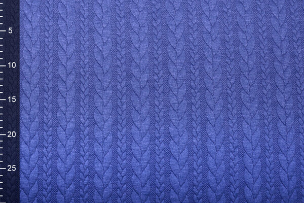 Gebreide Kabel Stof Tricot Kobaltblauw Melange