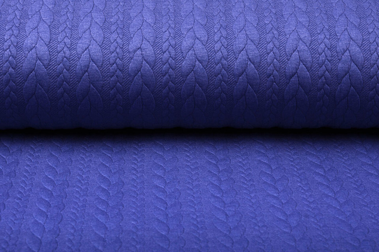 Knitted Cable Fabric Tricot Cobalt Blue Melange Knitted Cable Fabric Tricot Cobalt Blue Melange