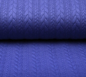 Gebreide Kabel Stof Tricot Kobaltblauw Melange