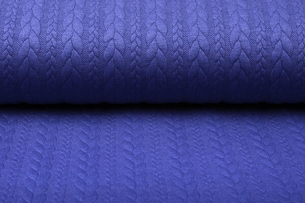 Knitted Cable Fabric Tricot Cobalt Blue Melange Knitted Cable Fabric Tricot Cobalt Blue Melange